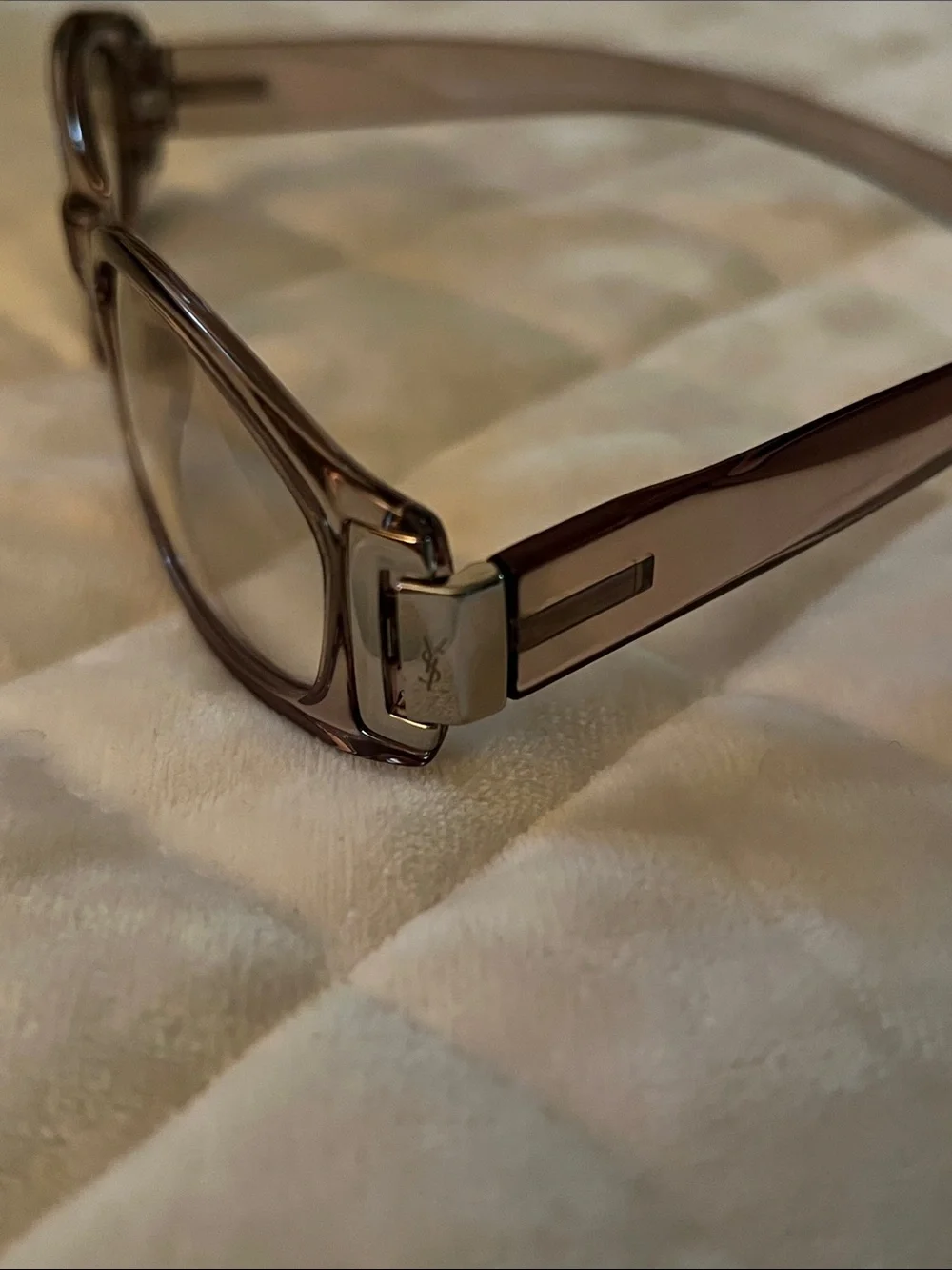 Yves Saint Laurent Brown Translucent Oval Sunglasses with White Case